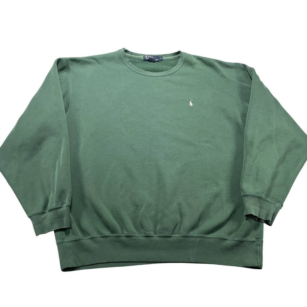 Vintage Polo Ralph Lauren Sweatshirt Mens XL Green Fleece Crewneck Pullover Pony